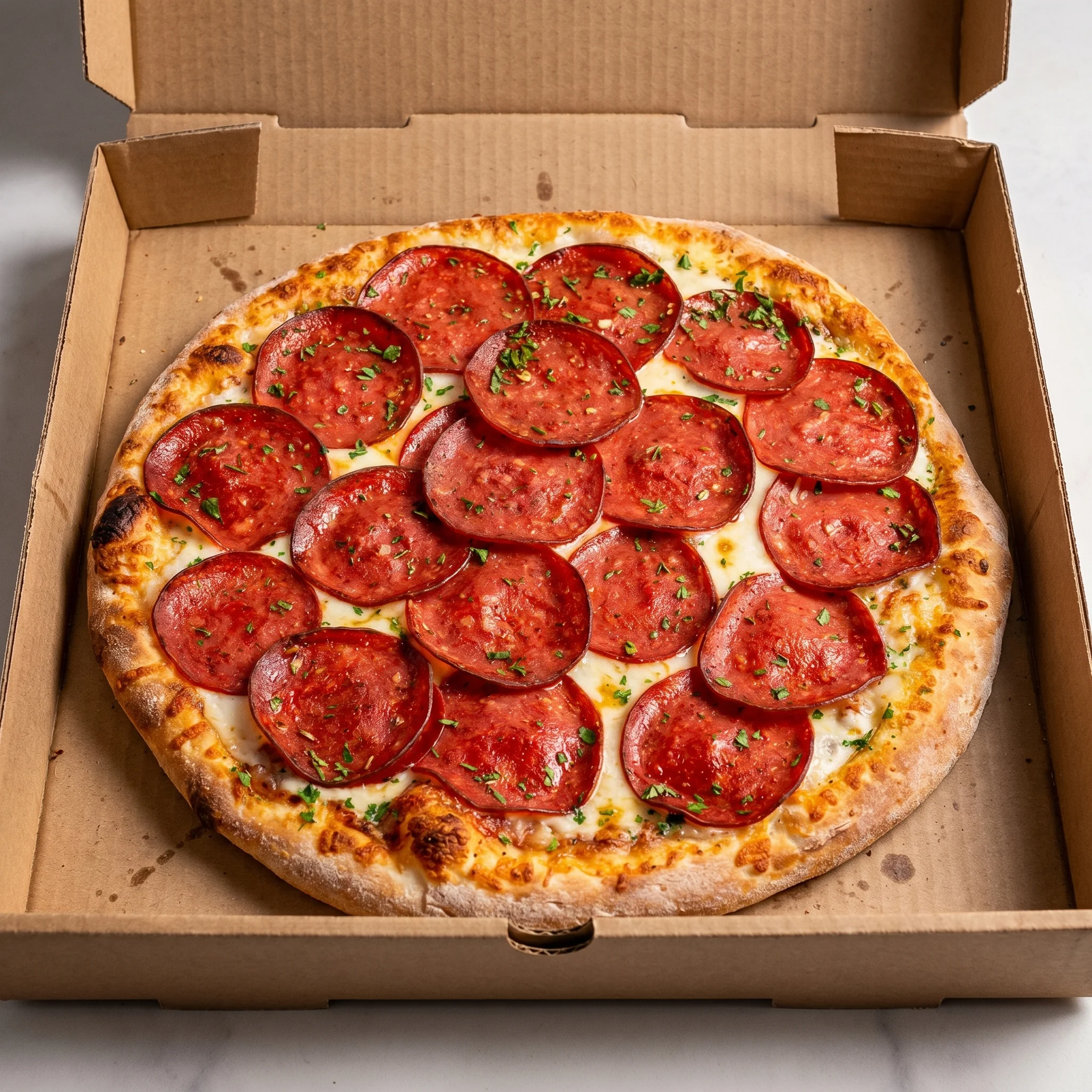 Delicious Pepperoni Pizza at Fort Road Pizza and Donair in northeast Edmonton, AB